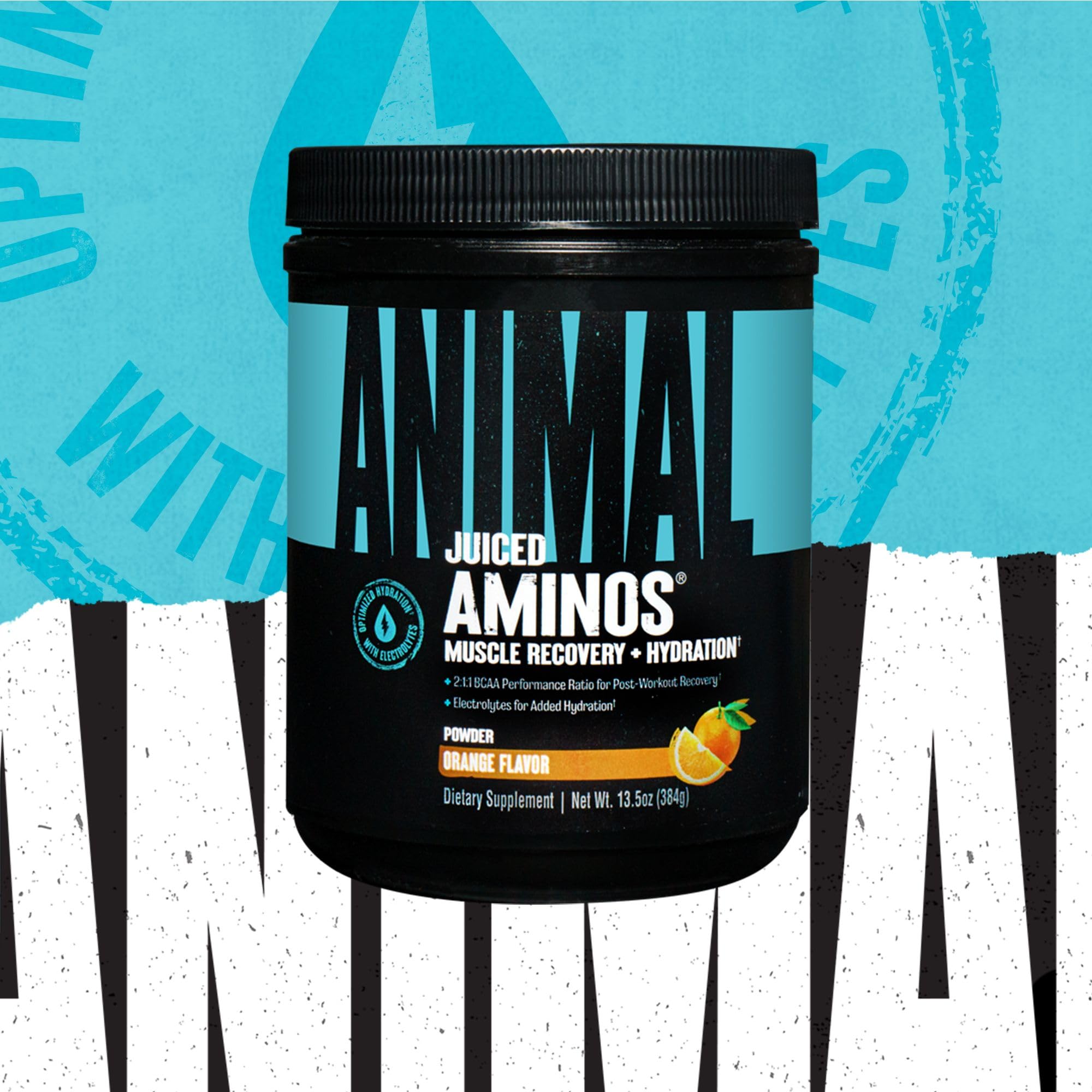 Animal Juiced Aminos polvo naranja instantizado, textura fina para mezcla rápida