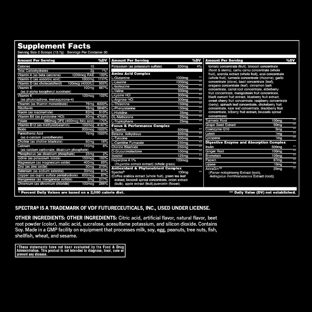 Animal Pak etiqueta nutricional con ingredientes y concentraciones claras