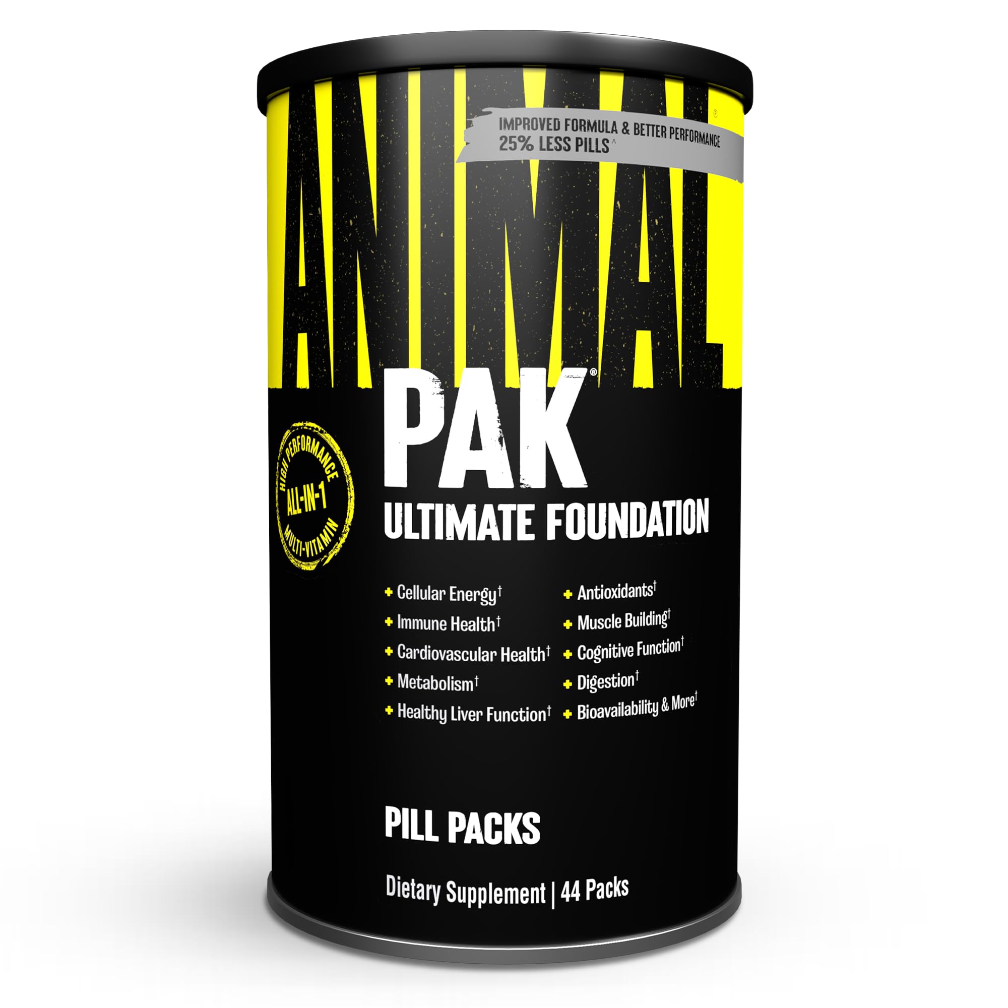 Animal Pak frontal de la caja mostrando presentación y conveniencia