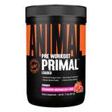 Animal Primal envase frontal con etiqueta clara y sabor fresa sandía, muestra beneficio de confianza de marca