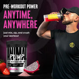 Vaso con Animal Pump NS mezclado, bebida lista para entrenar y mejorar resistencia