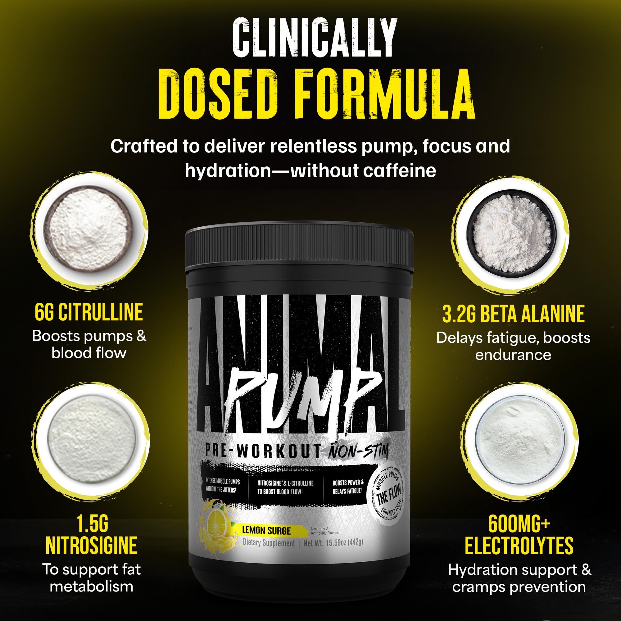 Animal Pump NS etiqueta con lista de ingredientes y dosificaciones transparentes