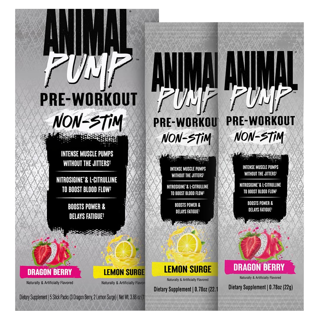 Animal Pump NS frente del empaque mostrando sticks y sabores para uso práctico