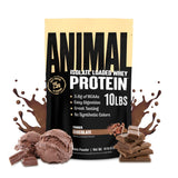 Animal Whey vista frontal del envase chocolate, muestra conveniencia