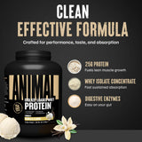 Etiqueta de Animal Whey con lista de ingredientes y sello de fabricación USA