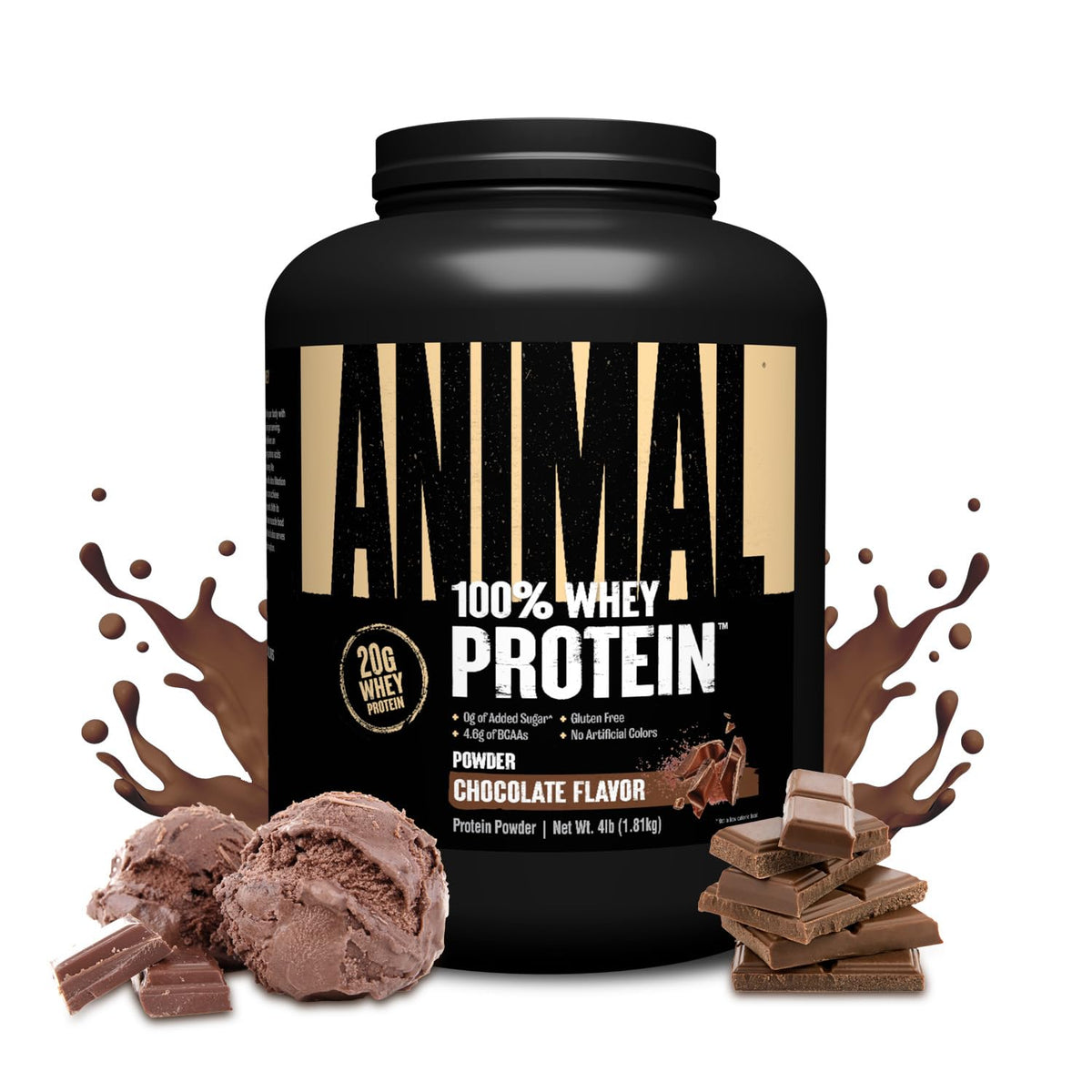 Animal envase frontal chocolate mostrando la marca y beneficio proteico