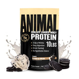 Animal Whey Isolate frente del envase que muestra sabor cookies & cream y contenido proteico