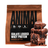 Animal Whey Isolate vista frontal del envase con sabor brownie y beneficio de proteína pura