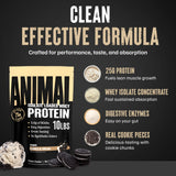 etiqueta Animal Whey Isolate con ingredientes y enzimas digestivas para absorción