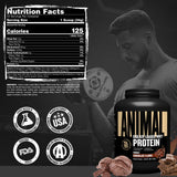 Animal whey isolate envase 4 lbs comparado con una botella para escala