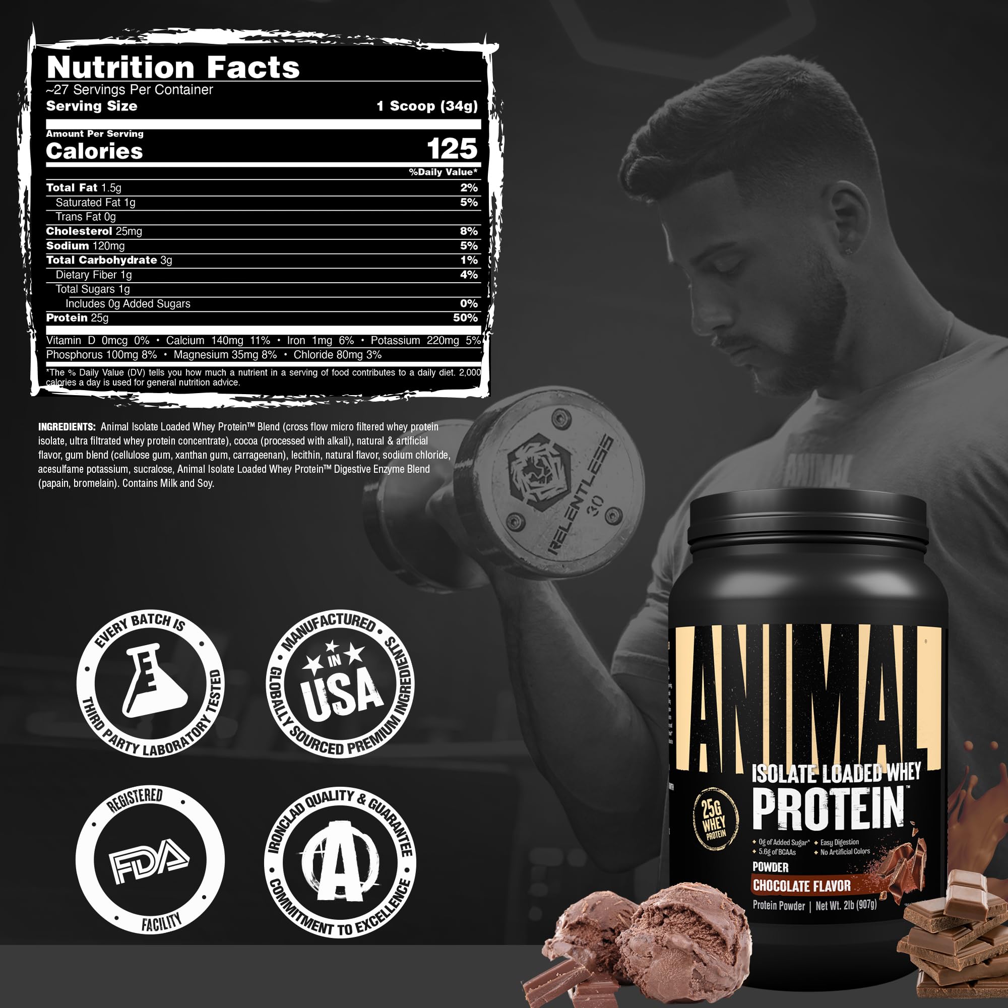 Animal Whey Isolate batido en mano durante rutina de gimnasio para mostrar uso práctico y conveniencia
