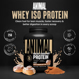 Animal Whey textura del polvo en primer plano para mezcla suave