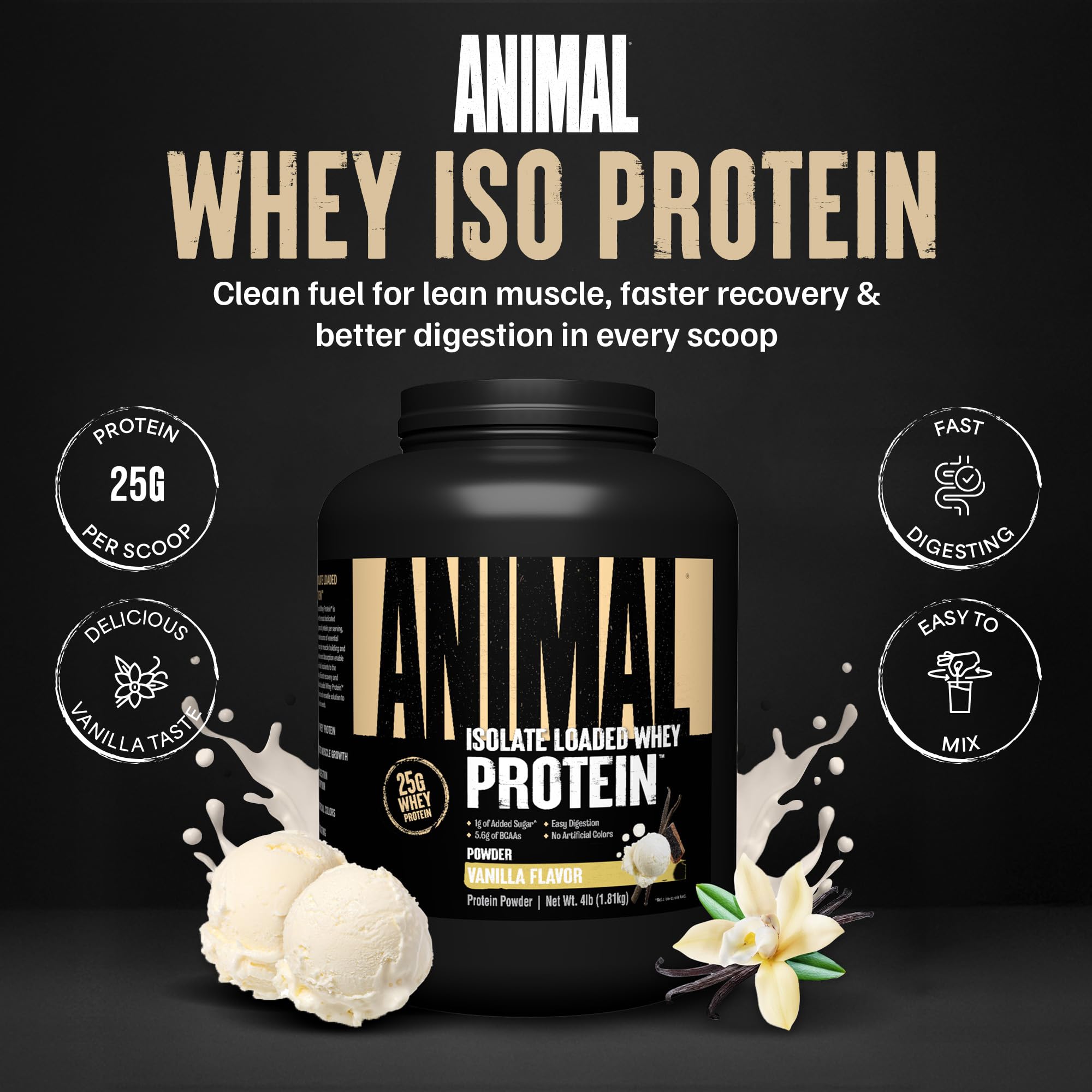 Polvo de Animal Whey textura fina, mezcla sin grumos para mejor disolución