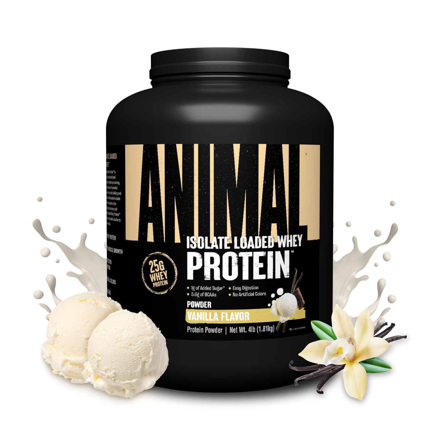 Animal Whey envase frontal de 4 lb, presentación clara y profesional