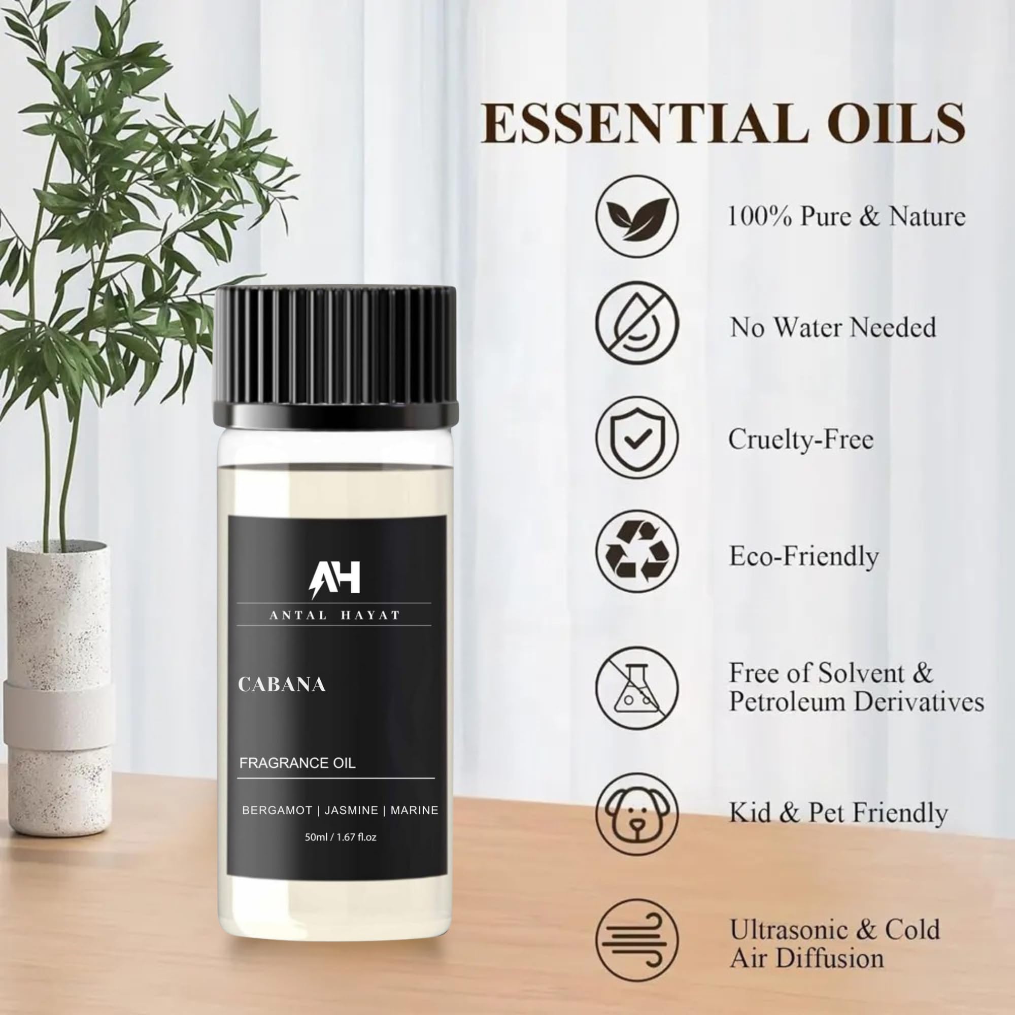 ANTAL HAYAT aceite en difusor dentro de sala, ambiente relajante