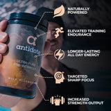 Antidote etiqueta con lista de ingredientes naturales y beneficios claros