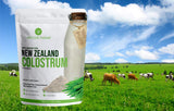 Antler Farms colostro disuelto en vaso, imagen de preparación y consumo