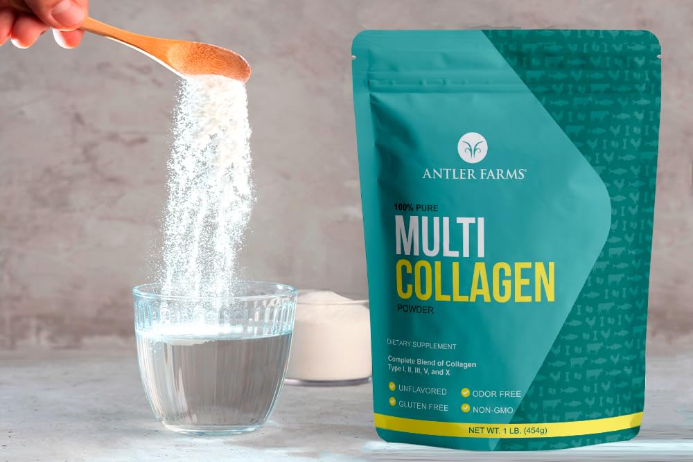 Antler Farms polvo mezclado en batido para aporte diario práctico