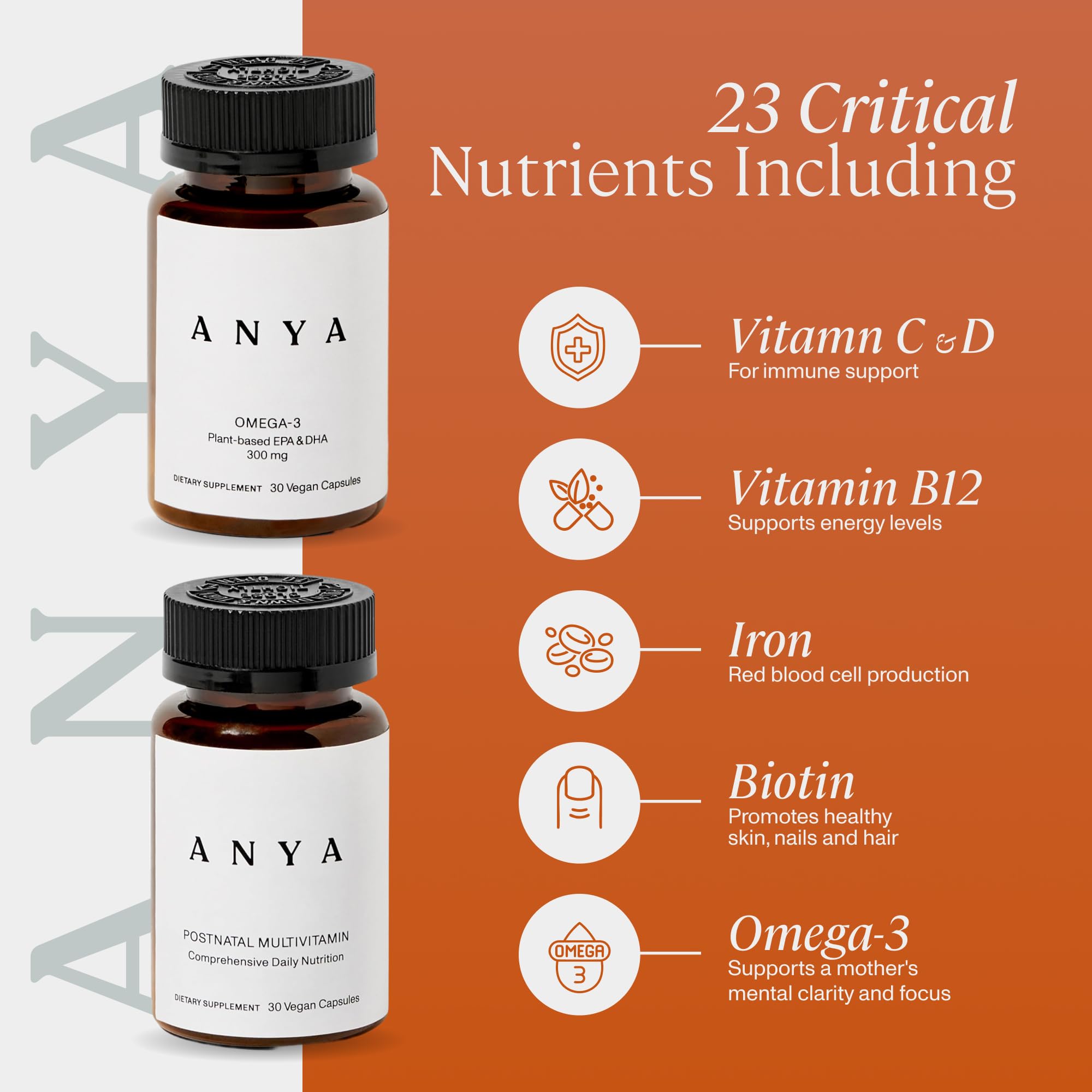ANYA softgel de omega‑3 de microalgas sin sabor a pescado visible