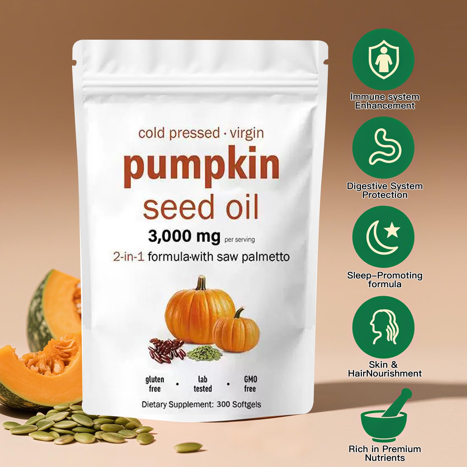 AOLBSPD gota de aceite de semilla de calabaza mostrando pureza