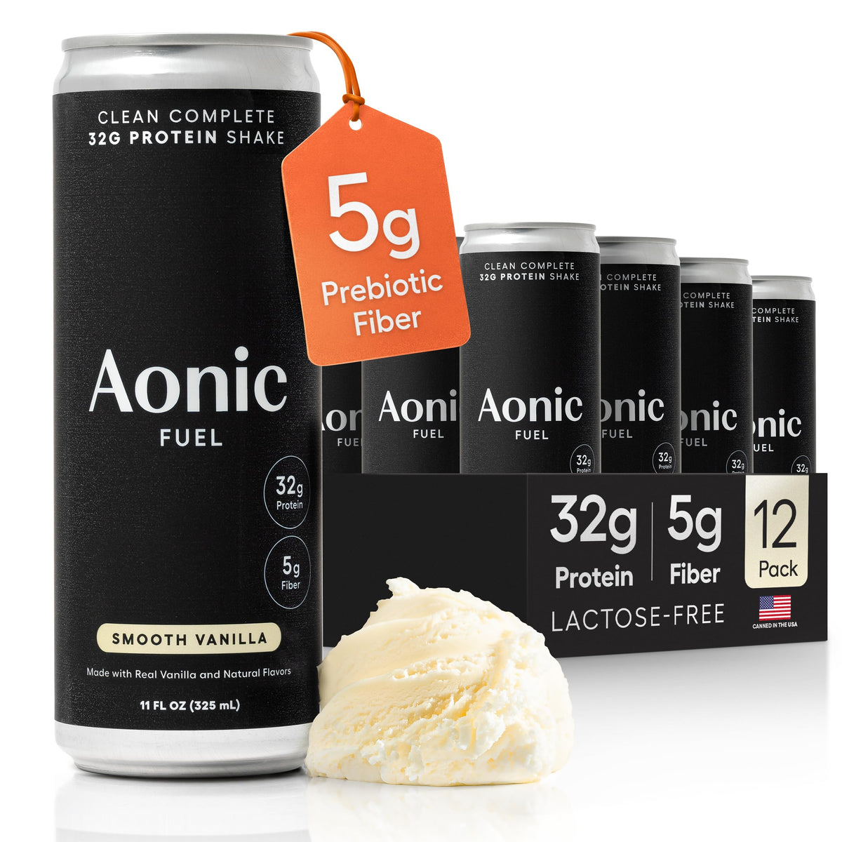 AONIC batido vainilla frontal mostrando el envase y beneficios prácticos