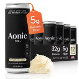 AONIC batido vainilla frontal mostrando el envase y beneficios prácticos
