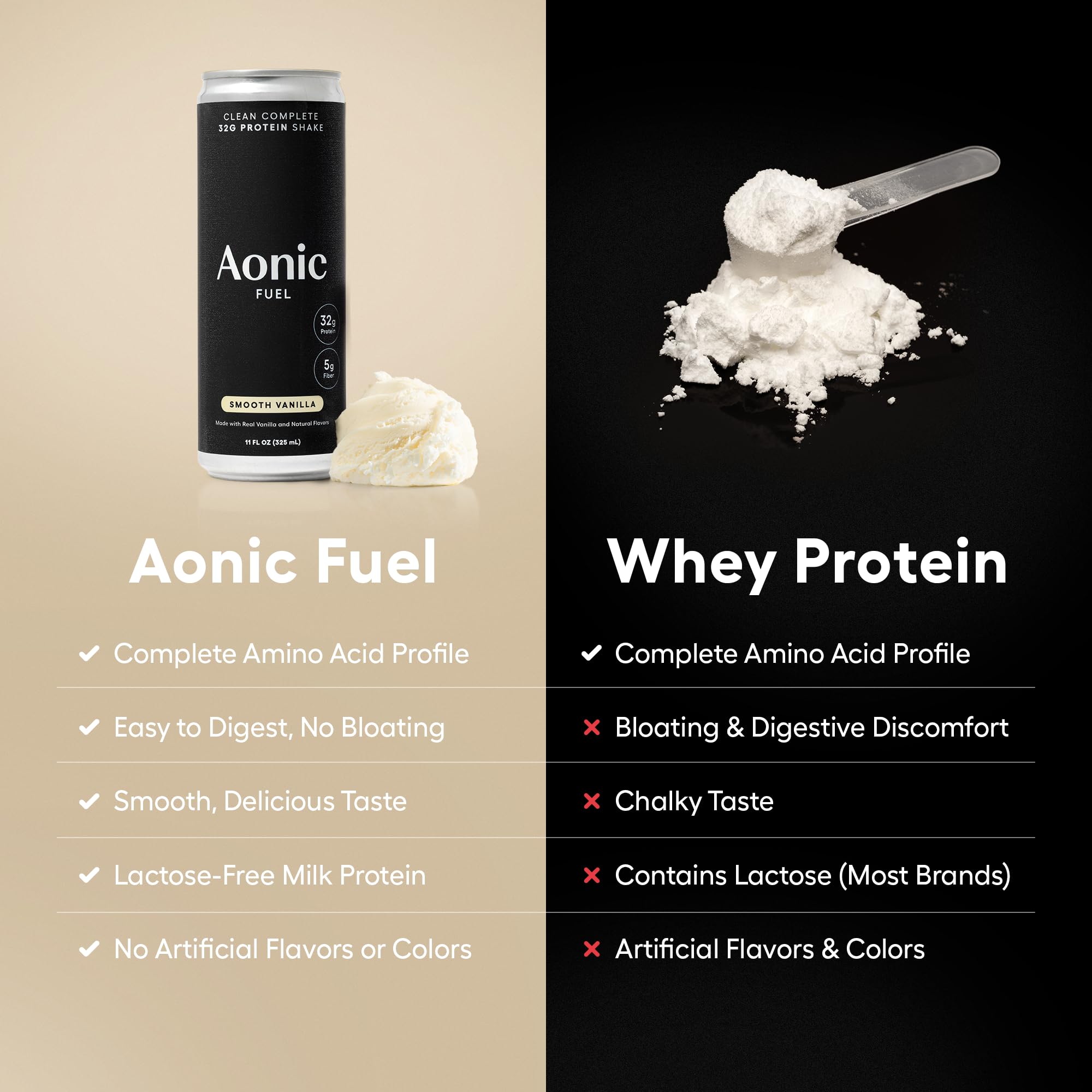 AONIC ingredientes con extracto de vainilla real para sabor auténtico
