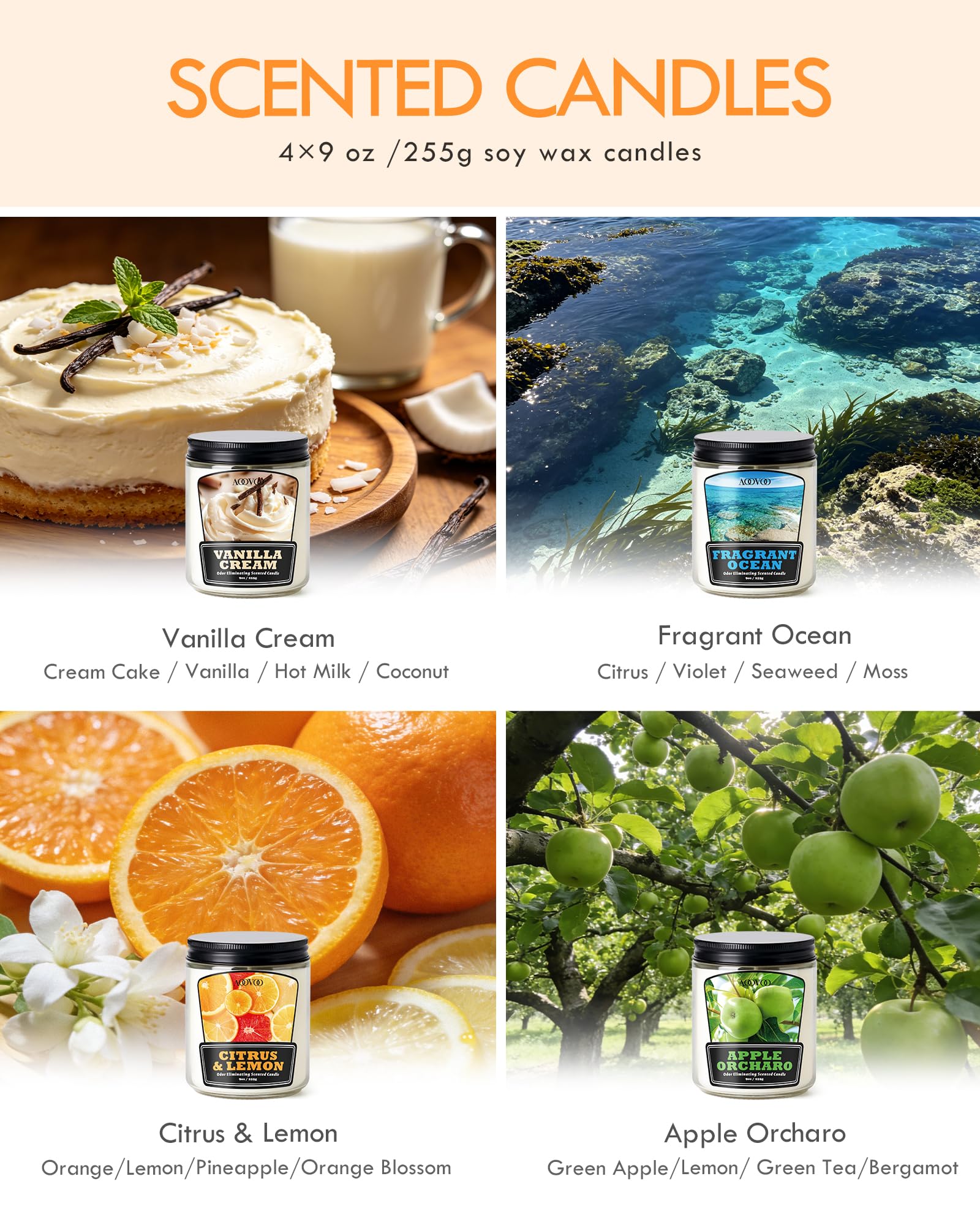 AOOVOO etiqueta con aroma y detalles, información clara