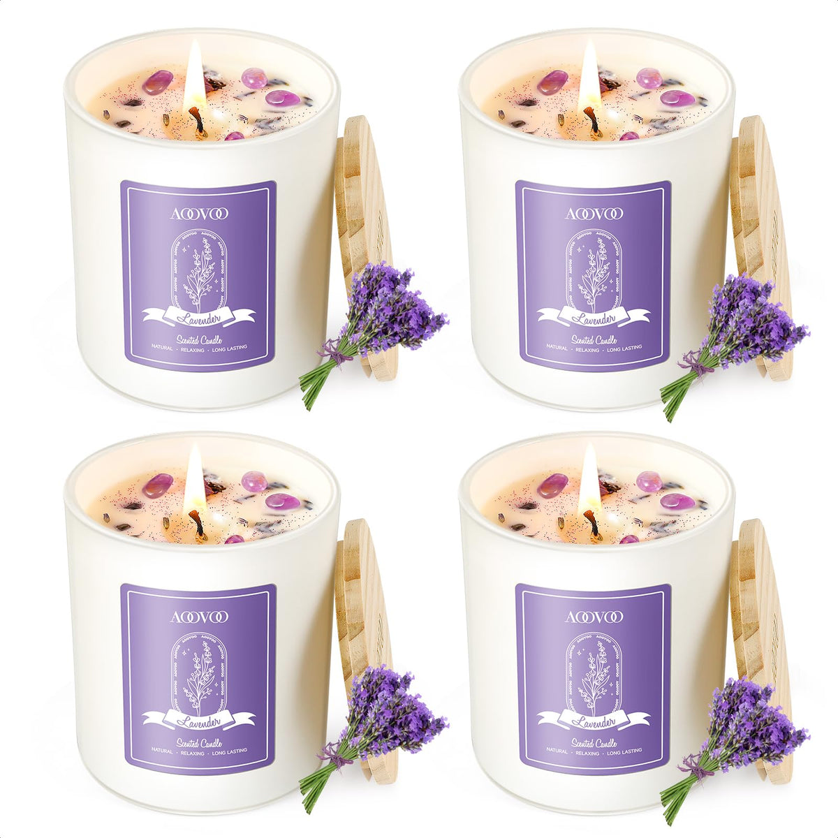 AOOVOO paquete frontal mostrando cuatro velas, ideal para regalo