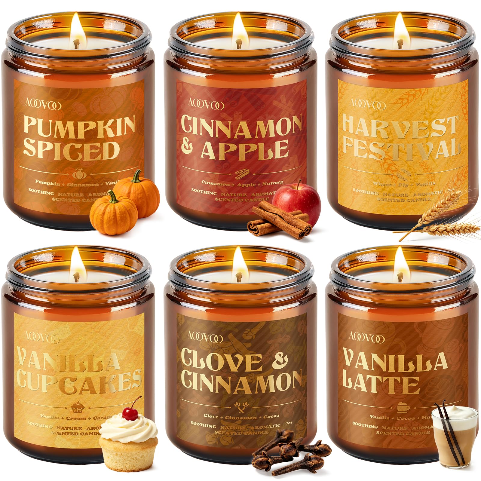 AOOVOO packaging frontal del set de velas otoñales ideal para regalar