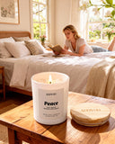 AOOVOO vela Paz con cristal blanco cerca, aporta equilibrio emocional