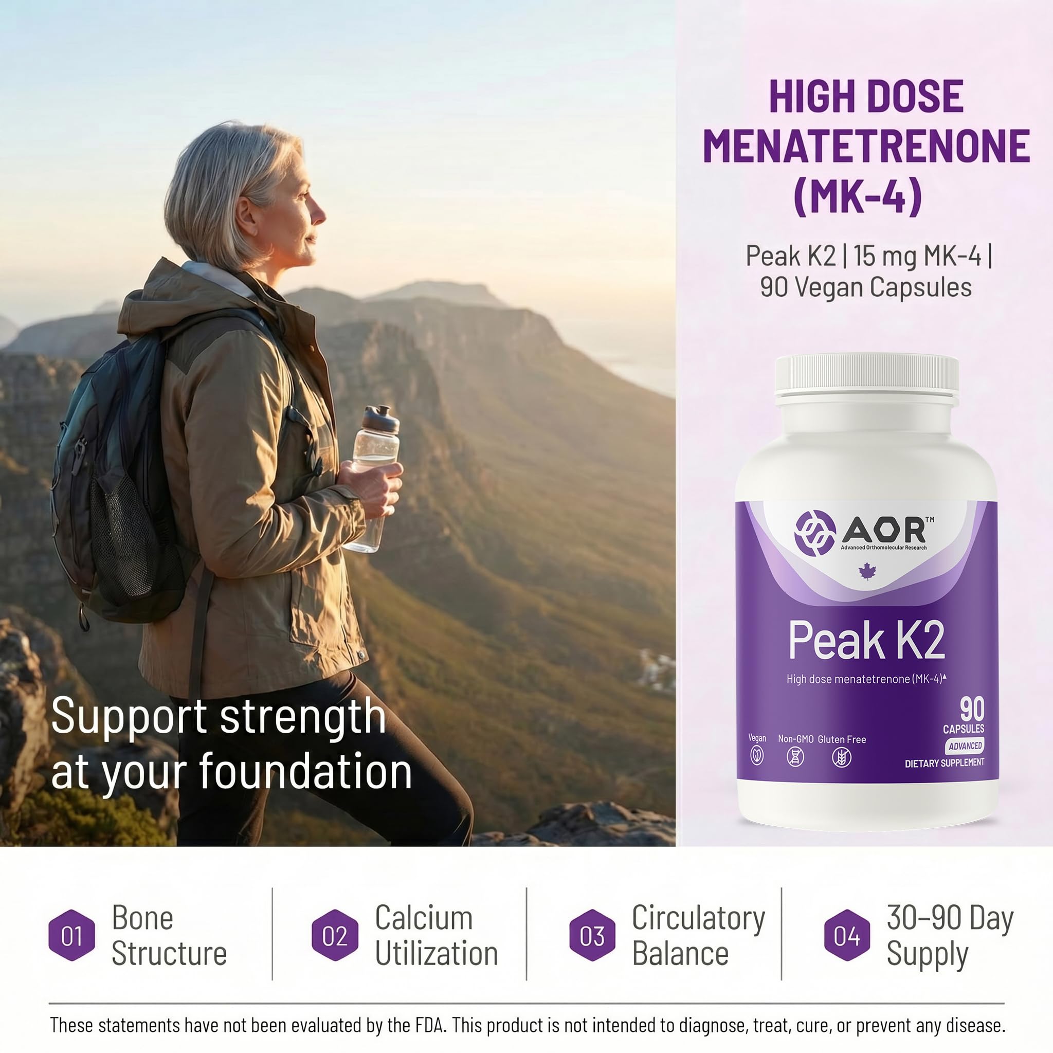 AOR Peak K2 cápsula en mano demostrando tamaño fácil de tragar