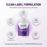 AOR Probiotic 3 comparación de tamaño con moneda, beneficio: escala real del producto