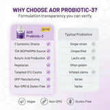 AOR Probiotic 3 dentro de mochila de viaje, beneficio: estable sin refrigeración