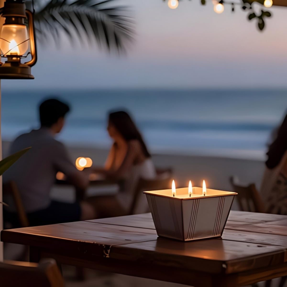 AOTOIE velas encendidas en patio creando ambiente y aroma constante