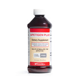 Apetigen frasco frontal 16 oz mostrando etiqueta y tamaño, beneficio administración fácil