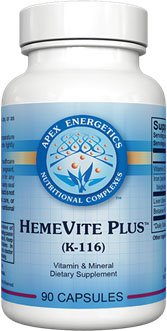 APEX HemeVite Plus envase frontal mostrando cápsulas y beneficios de absorción