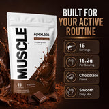 Apex Labs Muscle uso en entreno con atleta sosteniendo batido, práctico y portátil