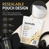 Apex Labs Muscle cierre y etiqueta con instrucciones claras de uso
