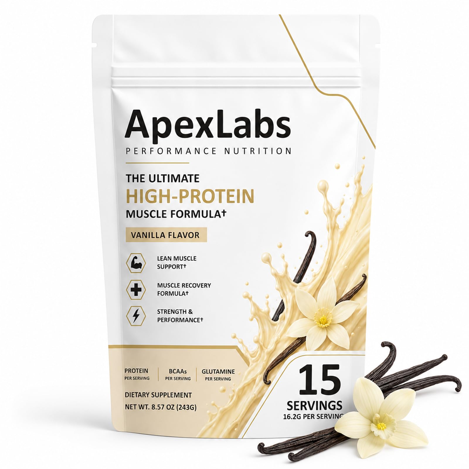 Apex Labs Muscle bolsa frontal con cierre resellable y fácil transporte