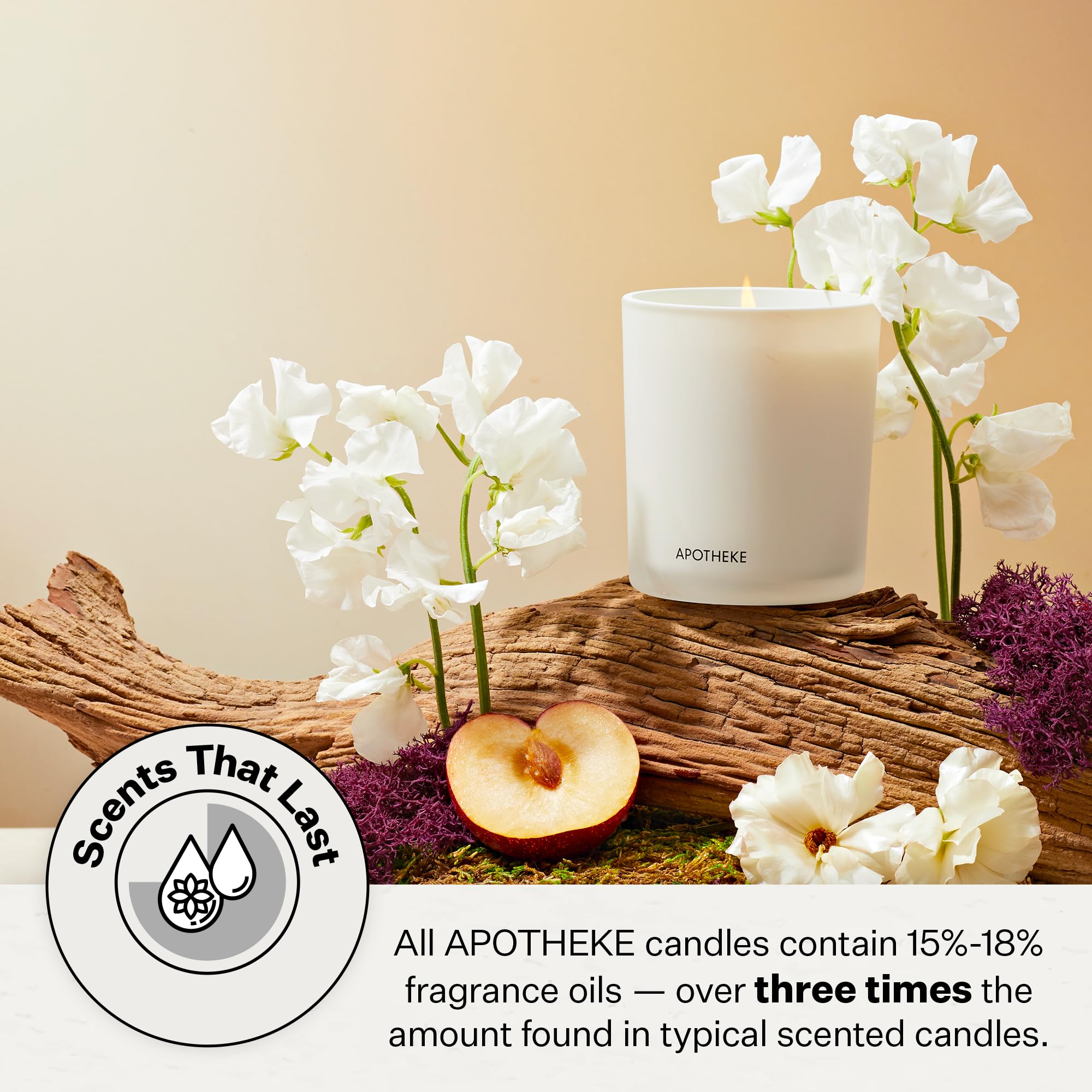 APOTHEKE vela White Vetiver encendida creando ambiente cálido y relajante