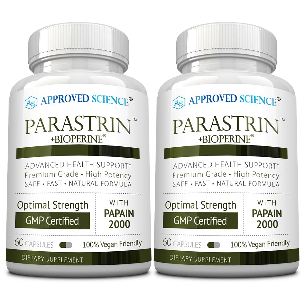 Approved Science Parastrin vista frontal del envase mostrando cápsulas y marca