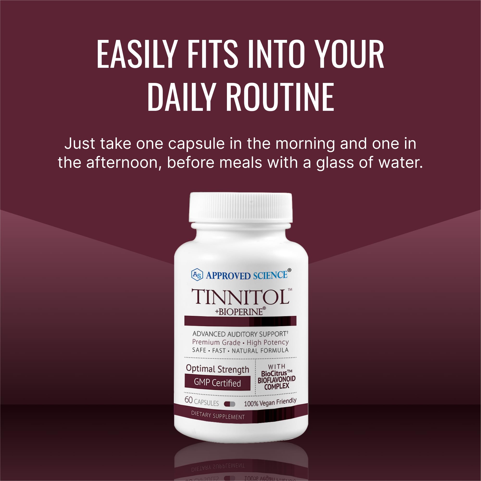 Approved Science Tinnitol en ambiente de bienestar para integrar en rutina diaria