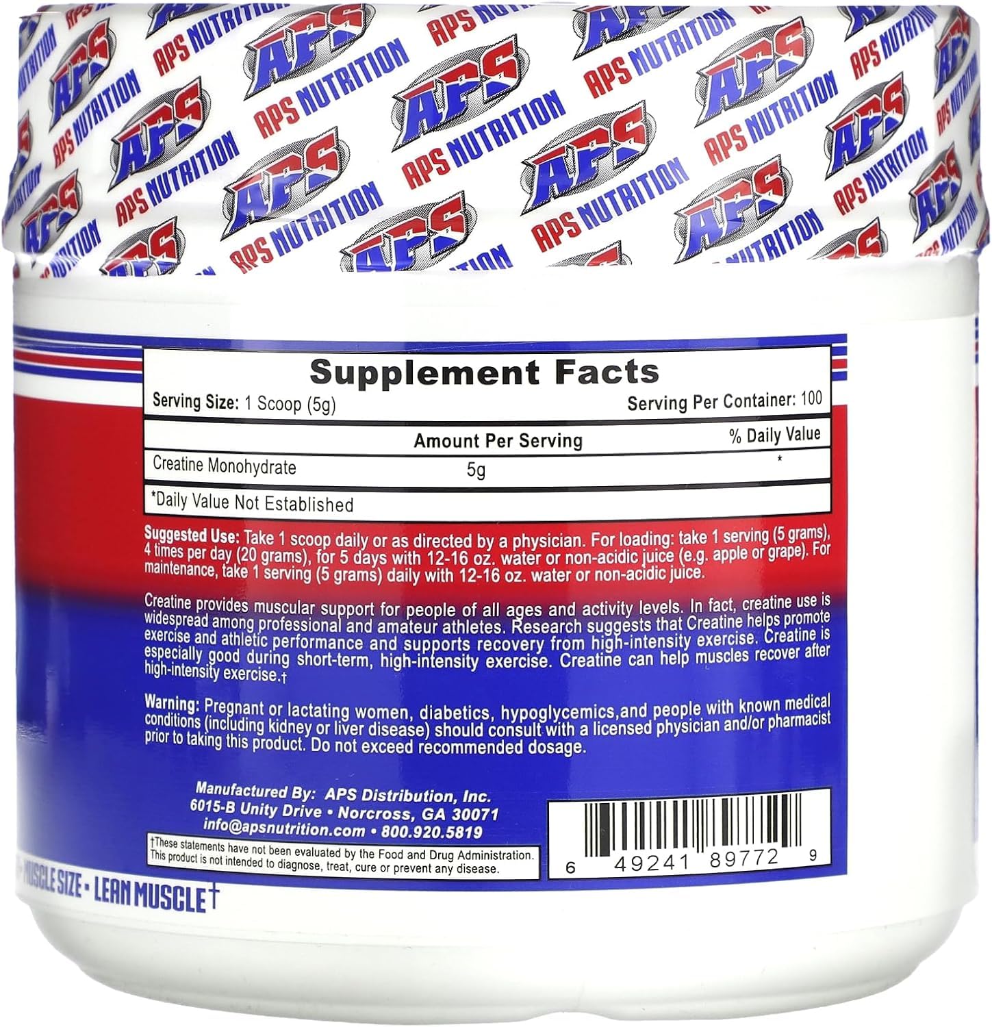 APS Creatine polvo textura cercana en cuchara, Creapure de grano fino para disolución rápida