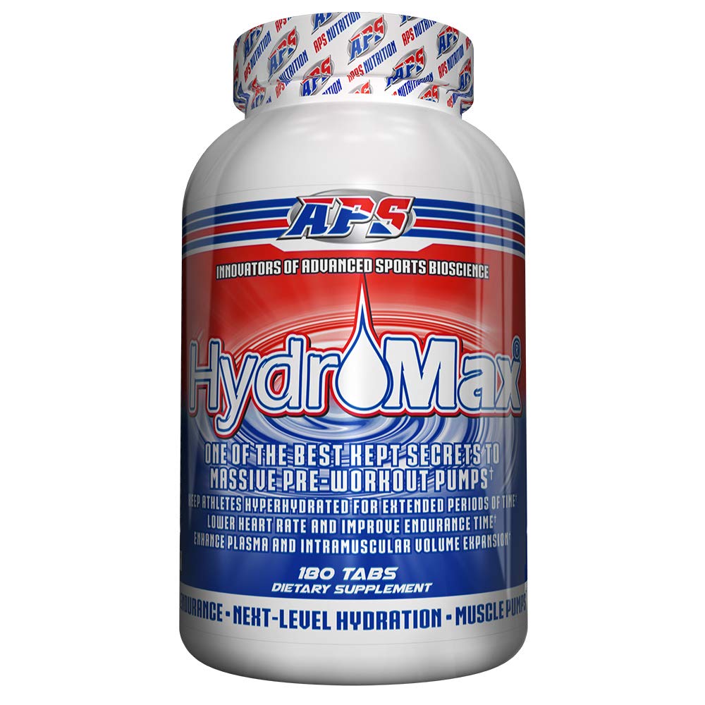 APS Nutrition Hydromax bote frontal mostrando etiqueta y beneficio de volumen
