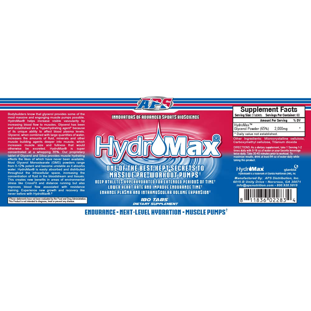 APS Nutrition Hydromax primer plano de tabletas destacando absorción rápida