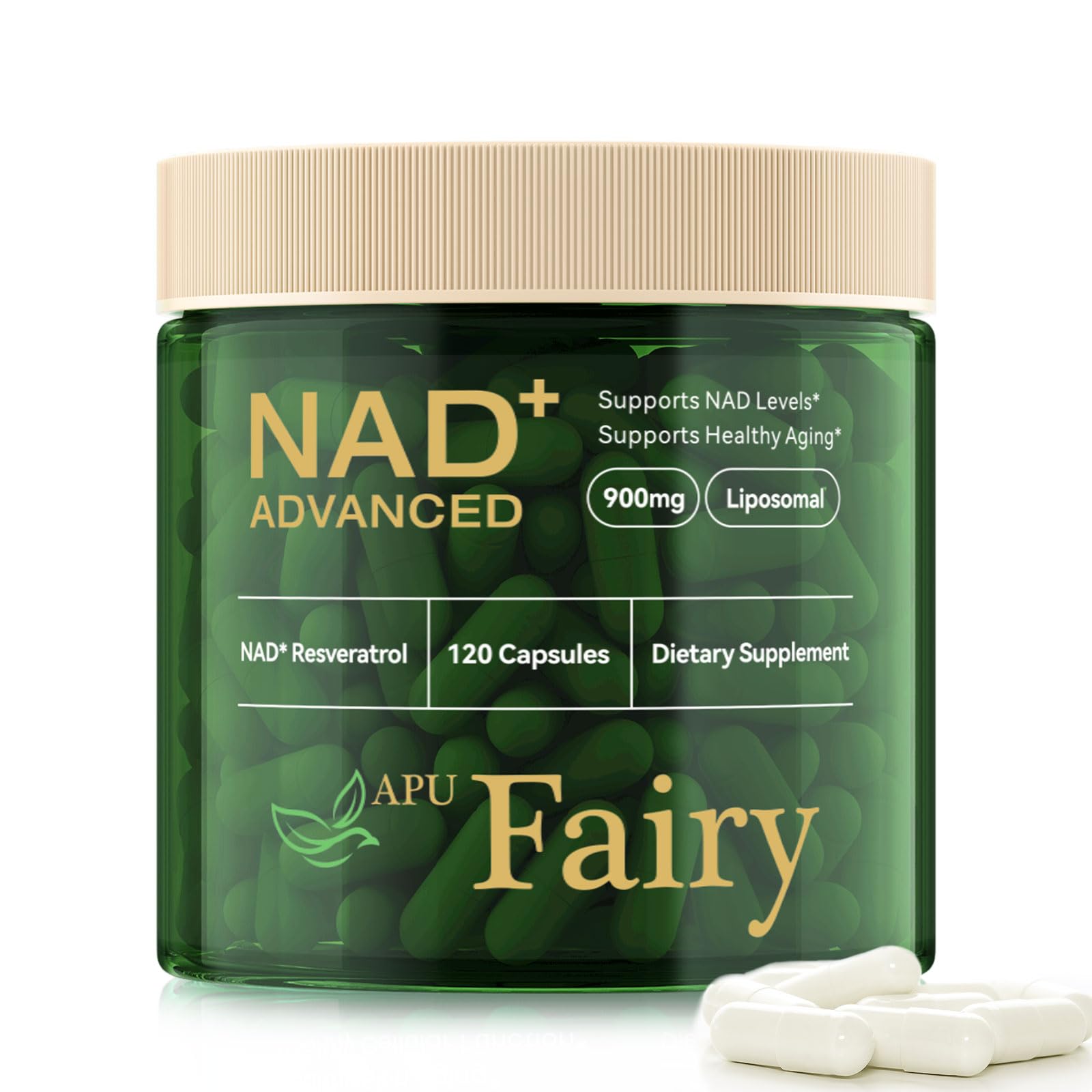 APU.FAIRY envase frontal mostrando 120 cápsulas y beneficio de energía