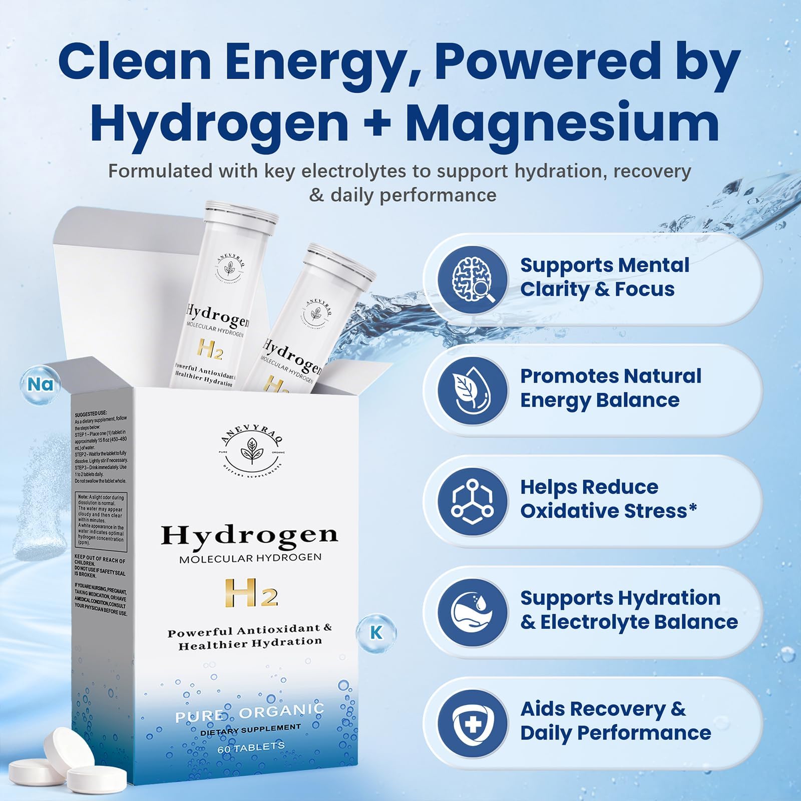 AQUXERA etiqueta de ingredientes destacando magnesio y fórmula sin azúcar