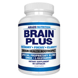 Arazo Nutrition Brain Plus vista frontal del frasco, transmite confianza y practicidad