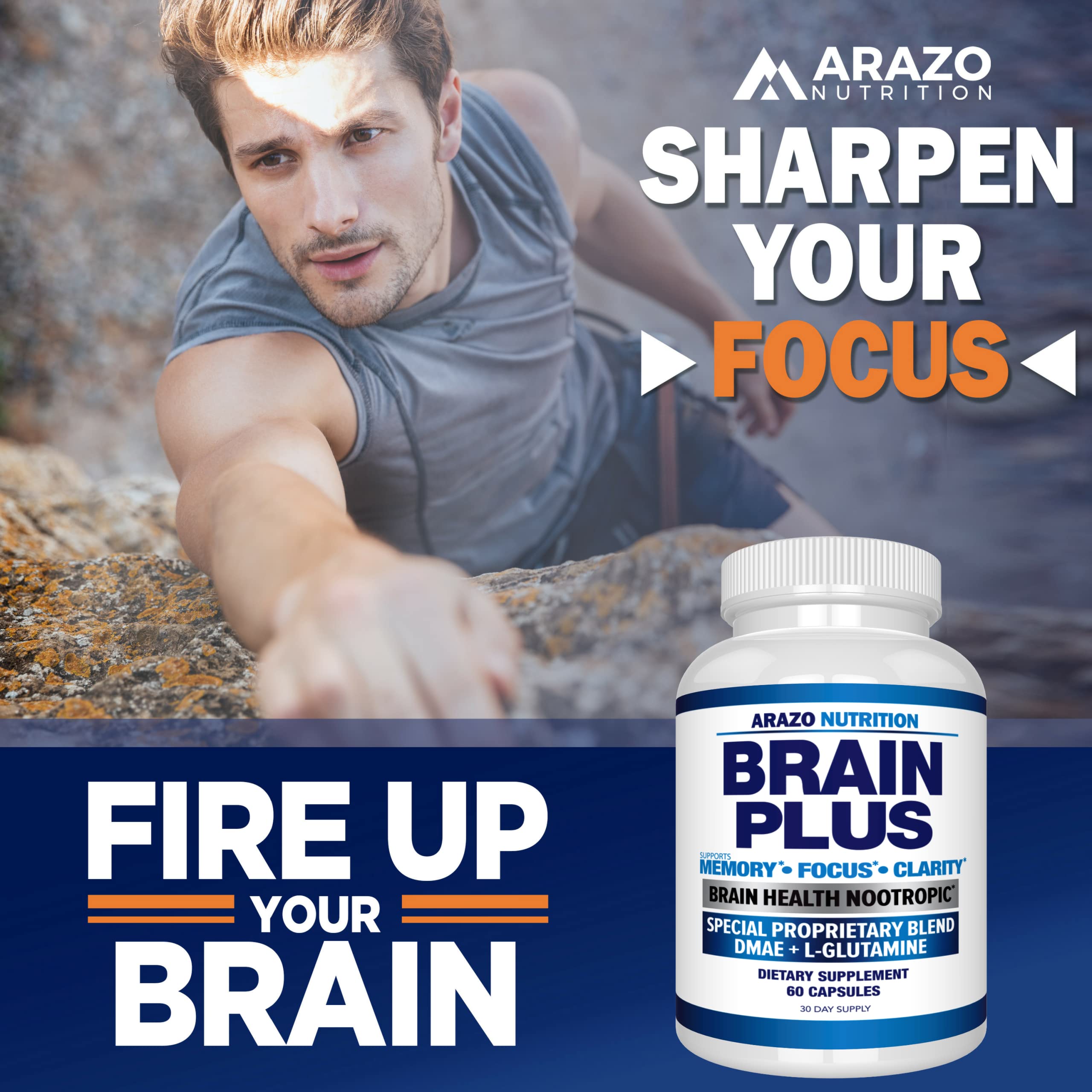 Detalle de la textura de la cápsula Arazo Nutrition Brain Plus, evidencia calidad y formulación sólida